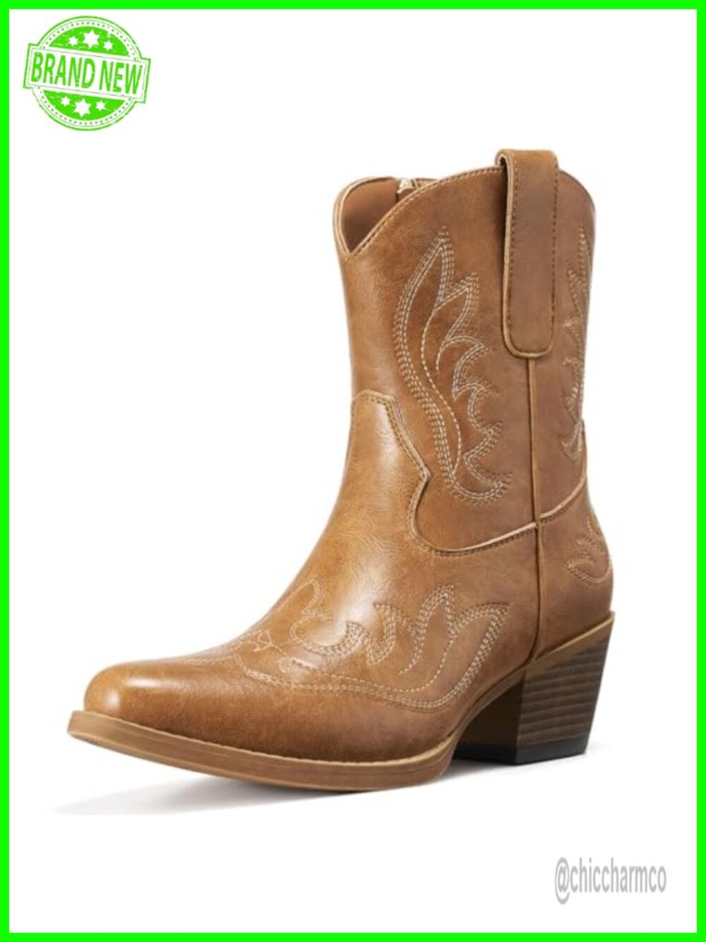 Women's Embroidered Snip Toe Ankle Cowboy Boots Side Zip Western Booties
